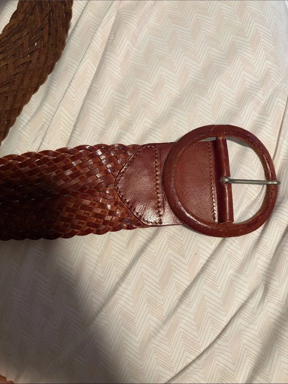 Women’s Thick Woven Leather Belt in Brown - Medium